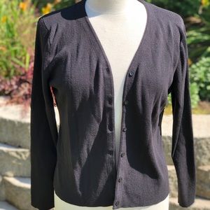 Ann Taylor LOFT Black Button-Up Cardigan Large